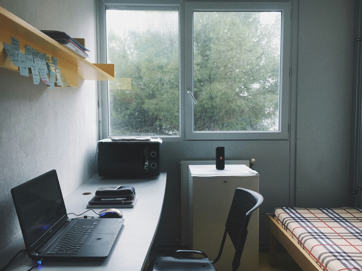The dorm room desk where Evatt AI was first built