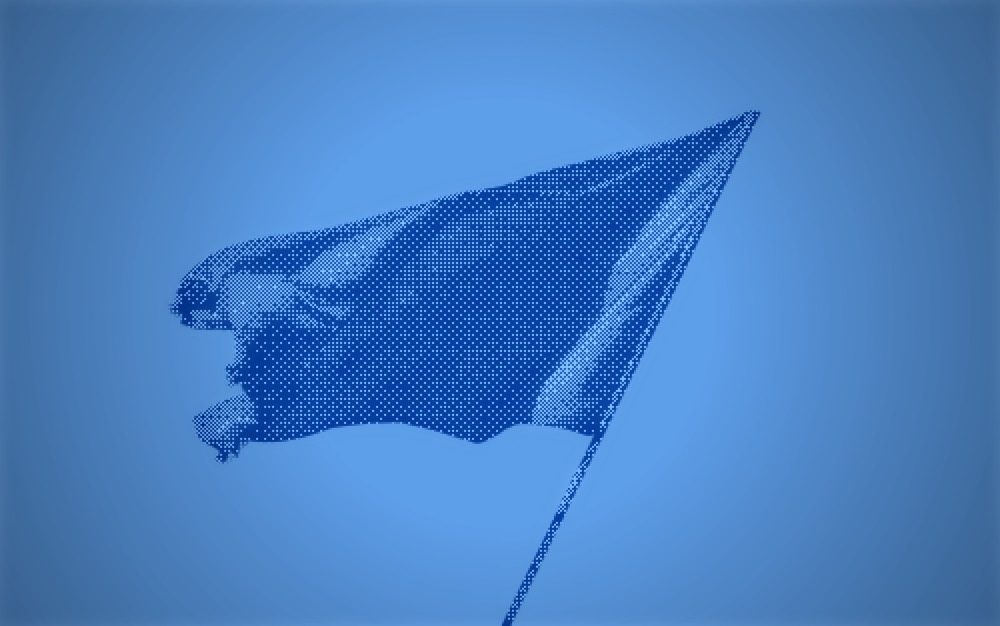 Waving flag, blue duotone