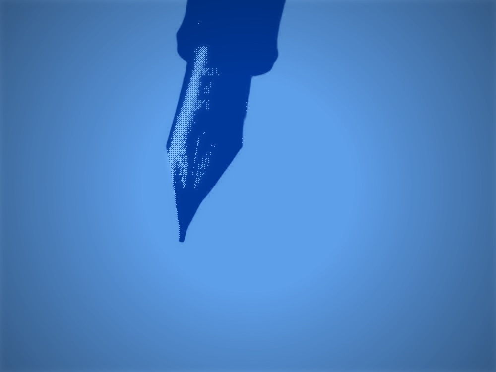 Fountain-pen nib, blue duotone